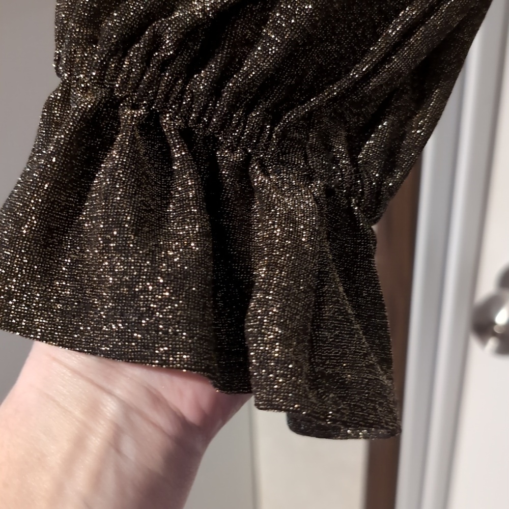 Karl Lagerfeld Banded Bottom Shimmer Top, XL - Picture 3 of 6